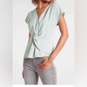 Womens Express faux-wrap blouse light green Size Small new